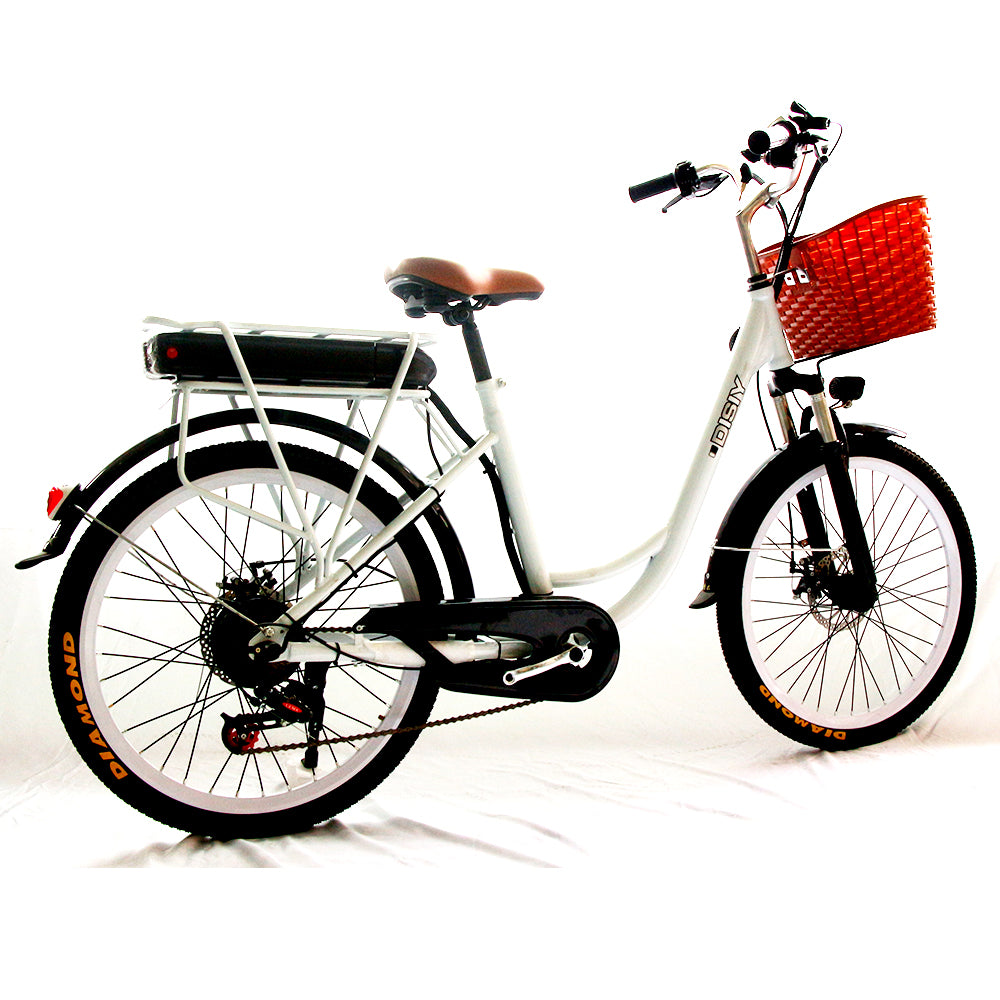 DISIYUAN 30 km/h city ebike 350w 48v double disc brake 24inch step through city electric bike adults with 7 speed